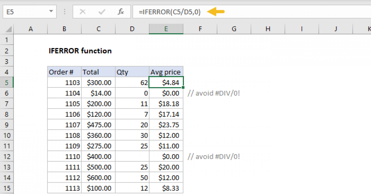 how to use iferror in excel